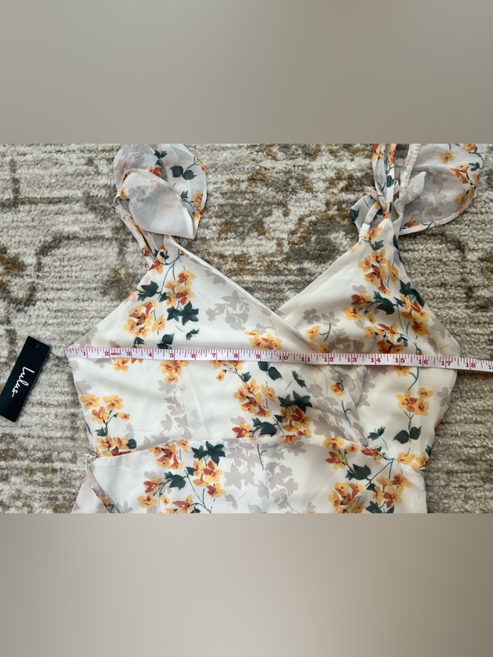 Lulus Cream Floral Chiffon Maxi Dress Wedding Guest Size L NWT - Picture 8 of 9